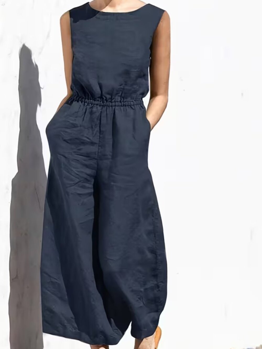 Loose Fitting Wide Leg Smoke & Ashes Jumpsuit SLATE BLUE